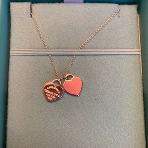 Brand New Sterling Silver Mini Double Heart Tag